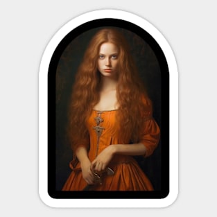 Beautiful medieval woman, digital painting Sticker